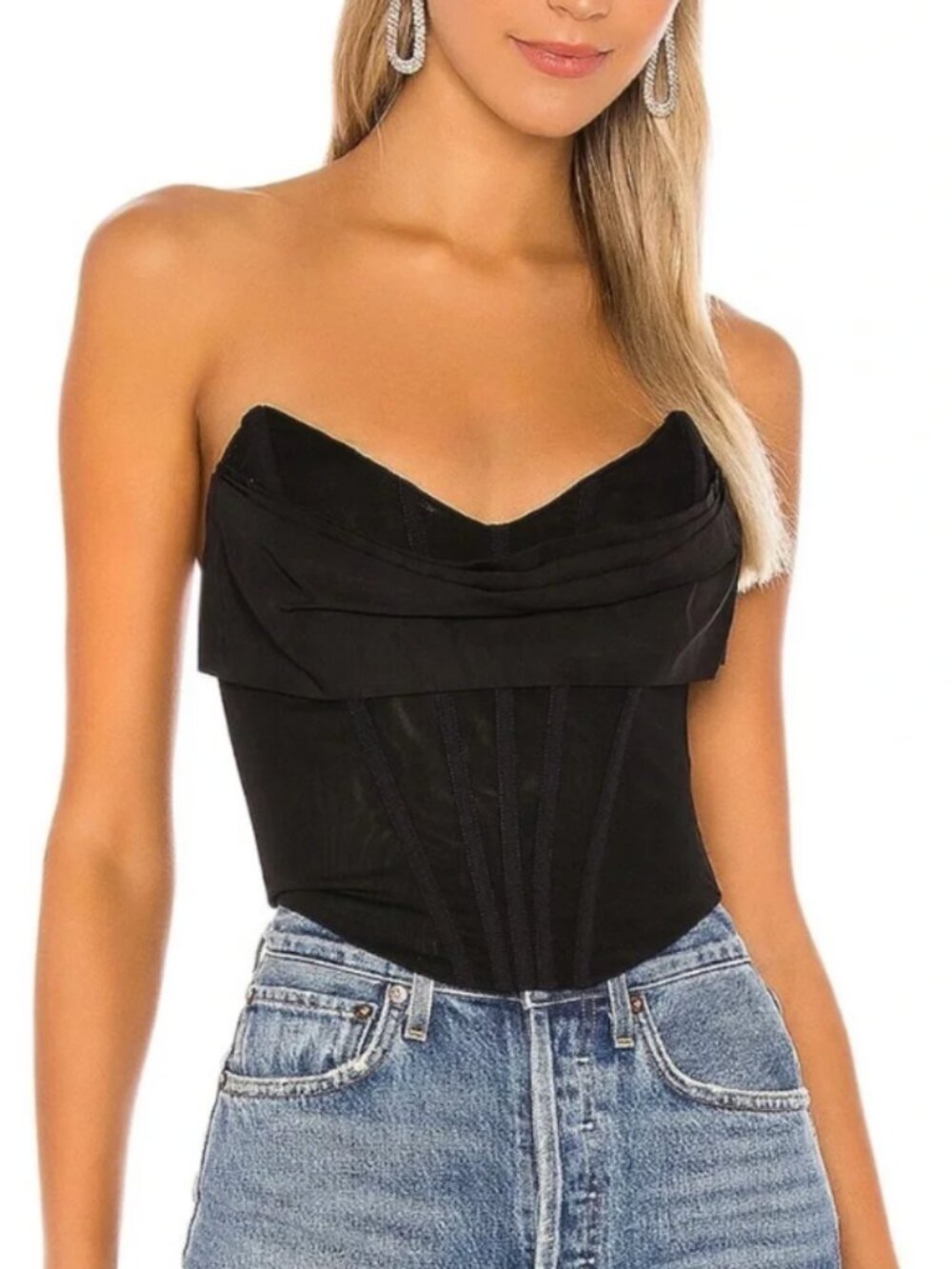 NBD Hailee Black Bustier Top